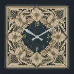 Art Deco Flower Square Wall Clock<br><div class="desc">Great clock design. You will love it like others. Be free to use this design for other product you like or to customise and add your text. Follow me for more. Thank you. Have a nice day.</div>