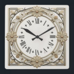 Art Deco Flower Square Wall Clock<br><div class="desc">Great clock design. You will love it like others. Be free to use this design for other product you like or to customise and add your text. Follow me for more. Thank you. Have a nice day.</div>