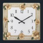 Art Deco Flower Square Wall Clock<br><div class="desc">Great clock design. You will love it like others. Be free to use this design for other product you like or to customise and add your text. Follow me for more. Thank you. Have a nice day.</div>