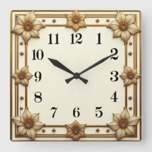 Art Deco Flower Square Wall Clock