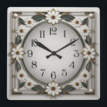 Art Deco flower Square Wall Clock<br><div class="desc">Great clock design. You will love it like others. Be free to use this design for other product you like or to customise and add your text. Follow me for more. Thank you. Have a nice day.</div>