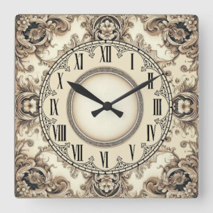 Art Deco Flower Square Wall Clock