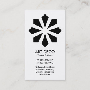 Art Deco Flower Star - White front, Black Back Business Card