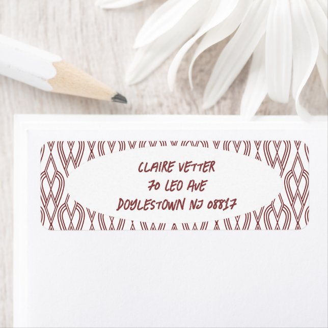 Art Deco Flowerbeds  Return Address Label (Insitu)