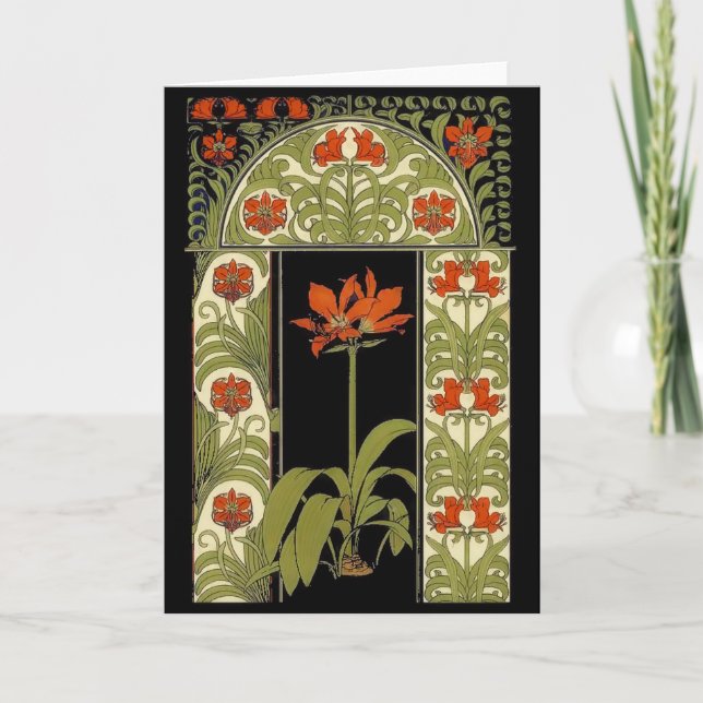 Art Deco Flowers Greeting Card (Front)