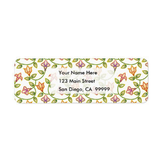Art Deco Flowers, Leaves and Beads ANY COLOR BACKG Return Address Label