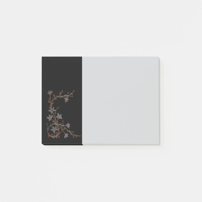 Art Deco Flowers On Black Post-it Notes (Front)