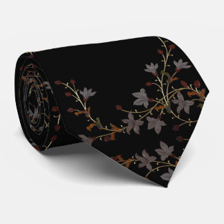 Art Deco Flowers On Black Tie