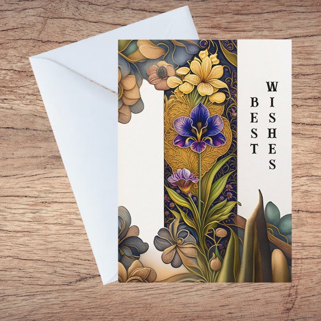 Art Deco Flowers Wedding Congratulations Card (Creator Uploaded)