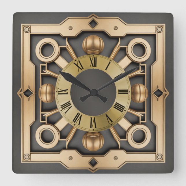 Art Deco Football  Square Wall Clock (Front)