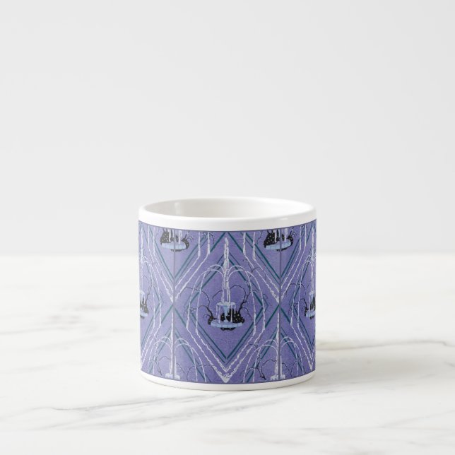 Art Deco Fountain In Blue Espresso Cup (Front)