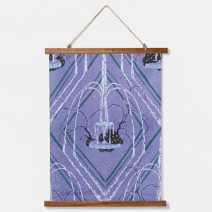 Art Deco Fountain In Blue Hanging Tapestry