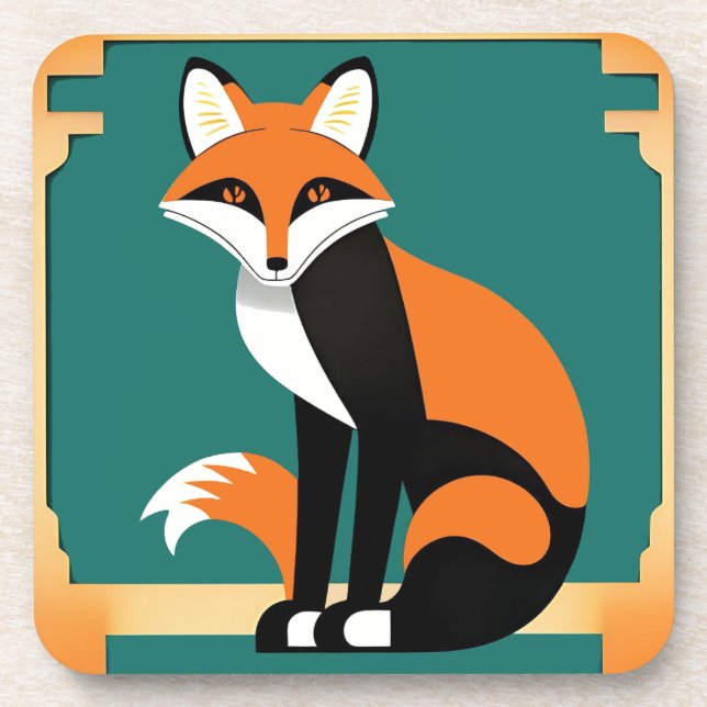Art Deco Fox Coaster Set (Front)