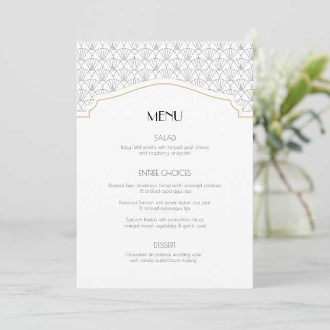Art Deco Frame Customisable Menu Card (Standing Front)