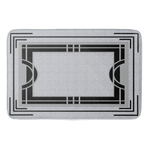 Art Deco Frame - Gray and Black Bath Mat