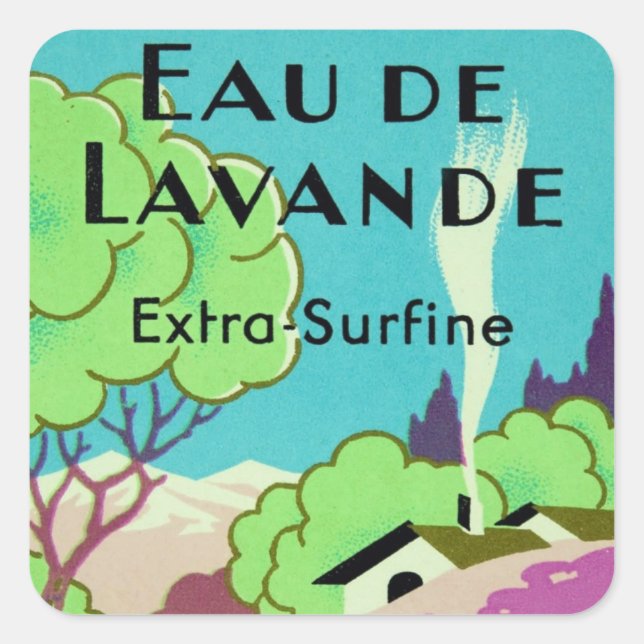 Art Deco French Lavender Farm Square Sticker (Front)