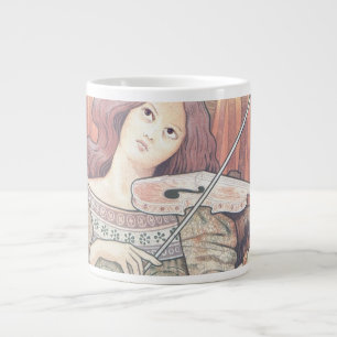 Art Deco French Woman with Violin Music Lover  Large Coffee Mug