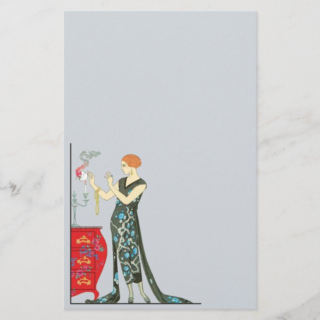 Art Deco Friday Vintage Fashion Illustration Stationery (Front)