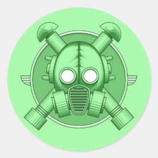 Art Deco Gasmask Green Classic Round Sticker
