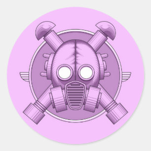 Art Deco Gasmask Lilac Classic Round Sticker