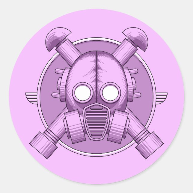 Art Deco Gasmask Lilac Classic Round Sticker (Front)
