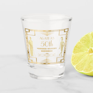 Art Deco Gatsby 20s Murder Mystery Gold Birthday Shot Glass