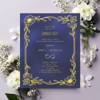 Art Deco Gatsby black 50th wedding invitation