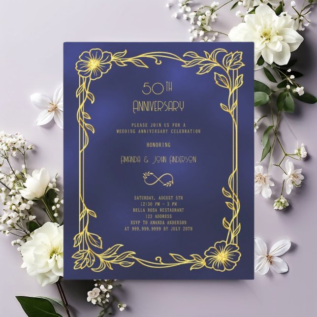 Art Deco Gatsby black 50th wedding invitation (Creator Uploaded)