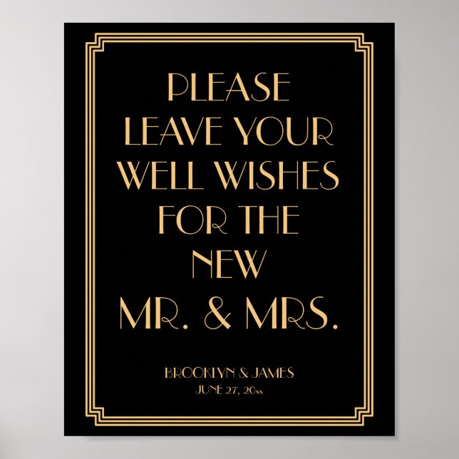 Art Deco Gatsby Black Guestbook Sign 8x10 (Front)