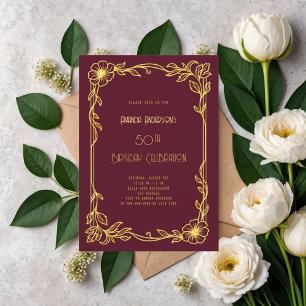 Art Deco Gatsby burgundy gold birthday Invitation