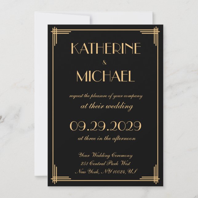 Art Deco Gatsby Elegant Wedding Invitations (Front)