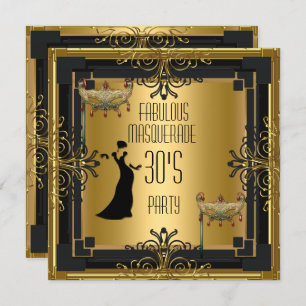 ART DECO Gatsby Fabulous Masquerade 30's Party Invitation