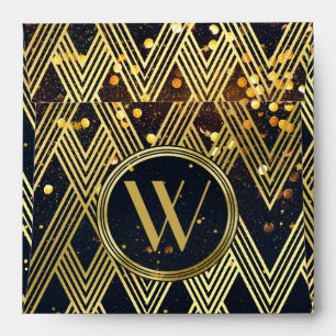 Art Deco Gatsby Glamour Geometric Pattern Monogram Envelopes