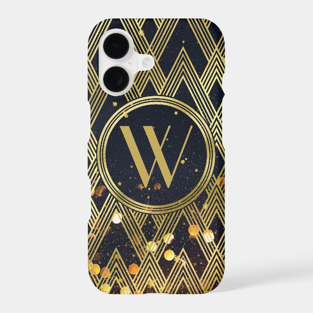 Art Deco Gatsby Glitter Geometric Pattern Monogram (Back)