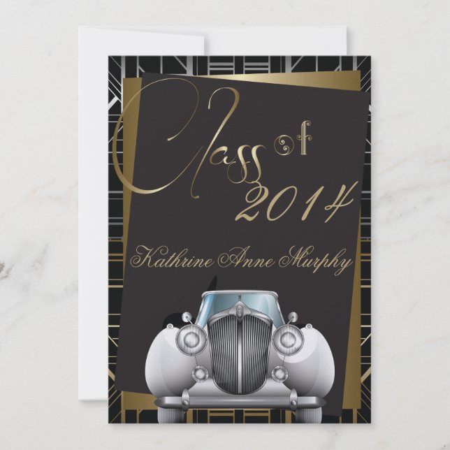 Art Deco Gatsby Graduation Invitation (Front)