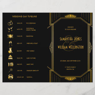 Art Deco Gatsby Modern Folded Wedding Timeline