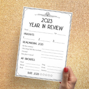 Art Deco Gatsby New Year Party Year in Review Card