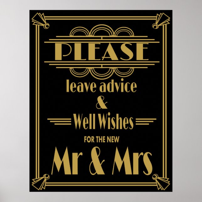 Art Deco Gatsby "please leave advice"  print (Front)