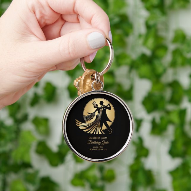 Art Deco Gatsby Roaring 20s Prohibition Gift Name Key Ring (Hand)