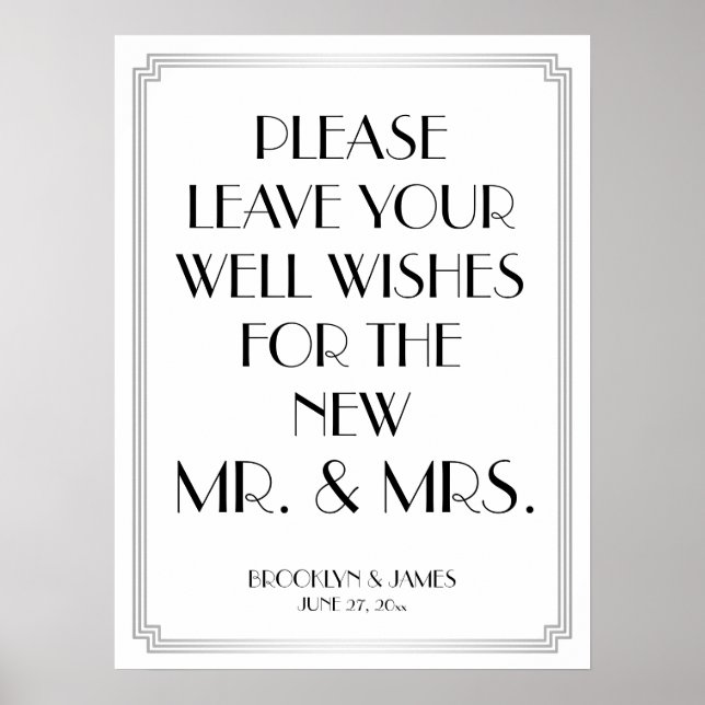 Art Deco Gatsby Silver Guestbook Sign 18x24 (Front)