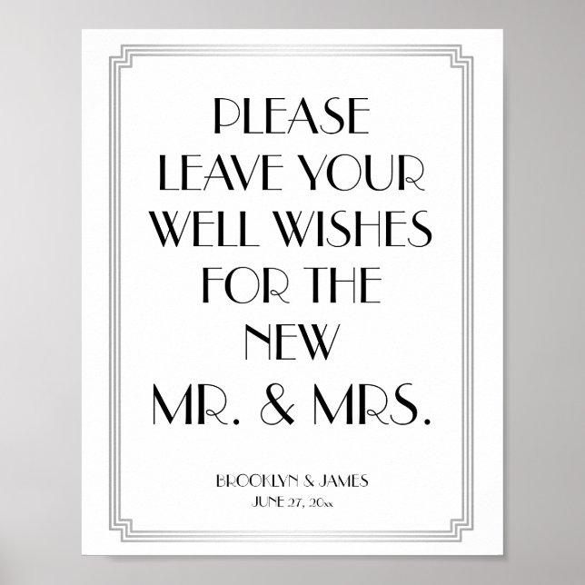 Art Deco Gatsby Silver Guestbook Sign 8x10 (Front)