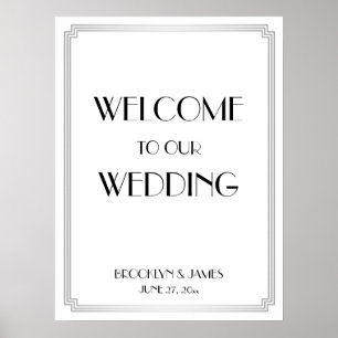 Art Deco Gatsby Silver Wedding Reception Sign
