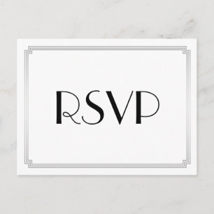 Art Deco Gatsby Silver Wedding RSVP Postcards