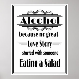 Art Deco Gatsby Style Alcohol white & black prin Poster