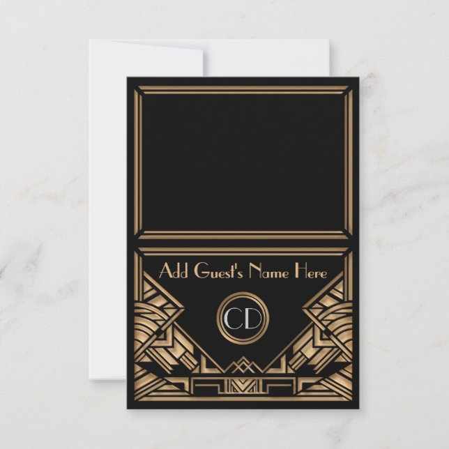 Art Deco Gatsby Style Wedding Escort Place Cards (Front)