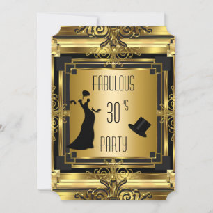 ART DECO Gatsby Tophat Fabulous Birthday Retro 4C Invitation