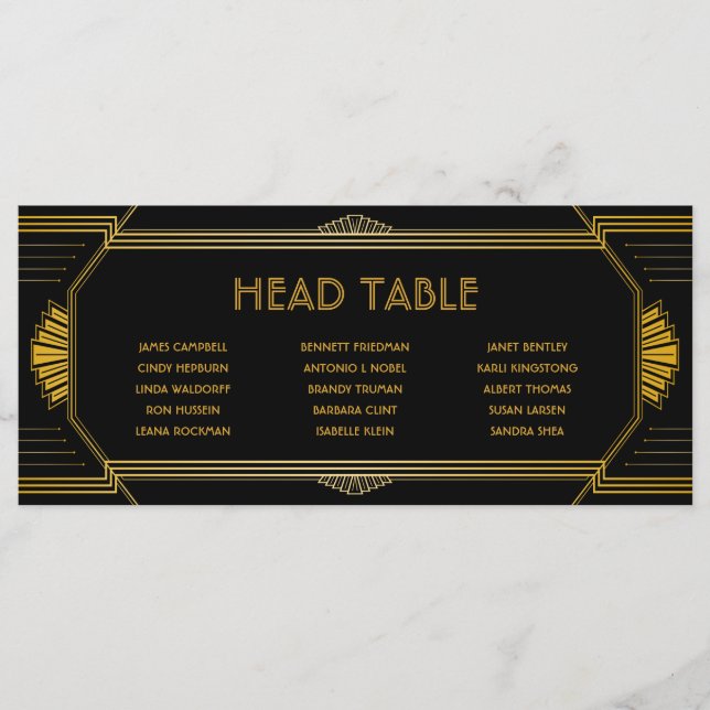 Art Deco Gatsby Wedding Head Table Seating Card (Front)