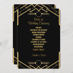 Art Deco Gatsby Wedding  Program