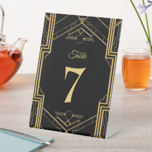 Art Deco Gatsby Wedding Table Number Pedestal Sign