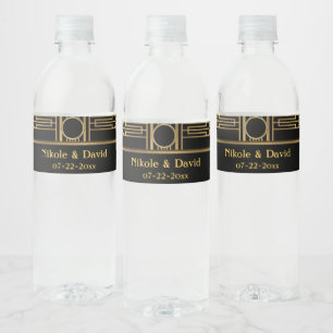 Art Deco Gatsby Wedding Water Bottle Label